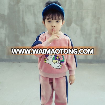 Fashionable girls autumn clothes kids girls casual suit with animal pattern