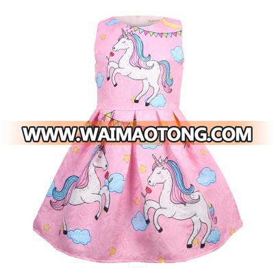 Unicorn Dress Little Girls Birthday Theme Party Dresses Toddler Pleated Skirt