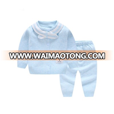 Wholesale New Fashion Babies Casual Knitted 2 Pieces Sweater Clothes Sets with sailor collar design