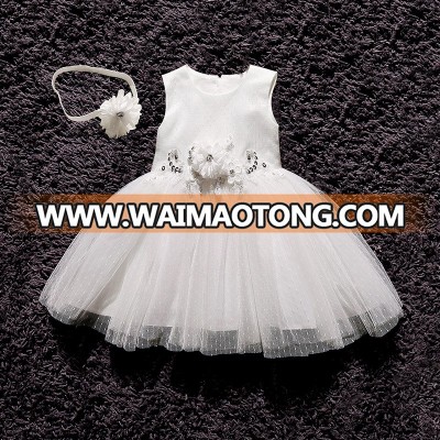 Wholesale Baptism Christening Gown Girls Infant Party Baby Girl Dress With Shawl and Hat