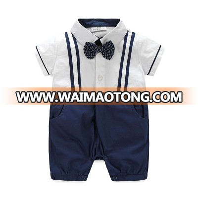 Newborn Baby Boy Rompers 100% Cotton Tie Gentleman Suit Bow Leisure Body Suit Clothing Infant Jumpsuit Toddler Boys Clothes