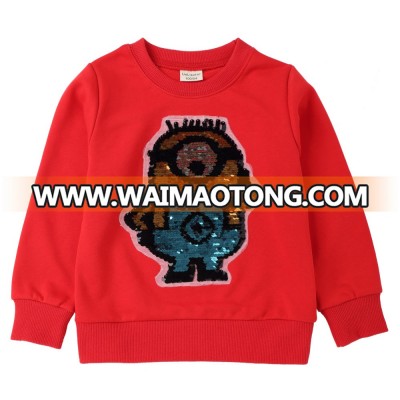 Hot Sale kids boys O-neck hoodies kids sweatshirt without hood kids Sequin design sweatershirt