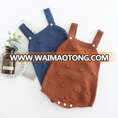 Newborn Boys Girls Warm Romper Knitted Sweater Outwear Baby Rompers with solid colour