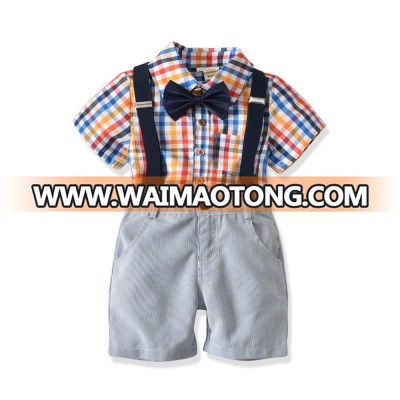 2018 New Designs boy design romper wholesale 0-2 years cotton baby suit with bow tie