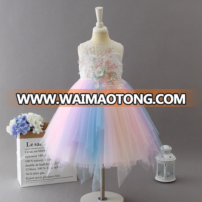 2018 Baby girl party dress children frocks designs Pakistan and Indian kids princess puffy cotton wedding dress for 8 years old